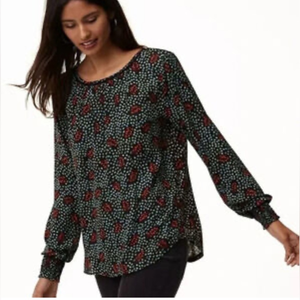 LOFT Medium‎ Jewel Tone Floral Blouse S/P small petite casual boho floral chic